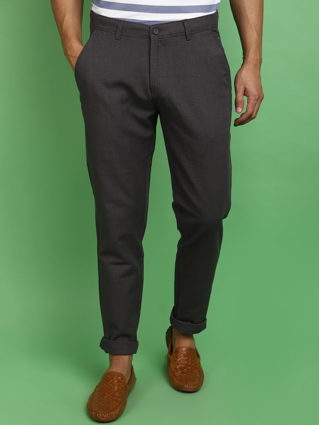

V-Mart Regular Slim Fit Trousers, Grey