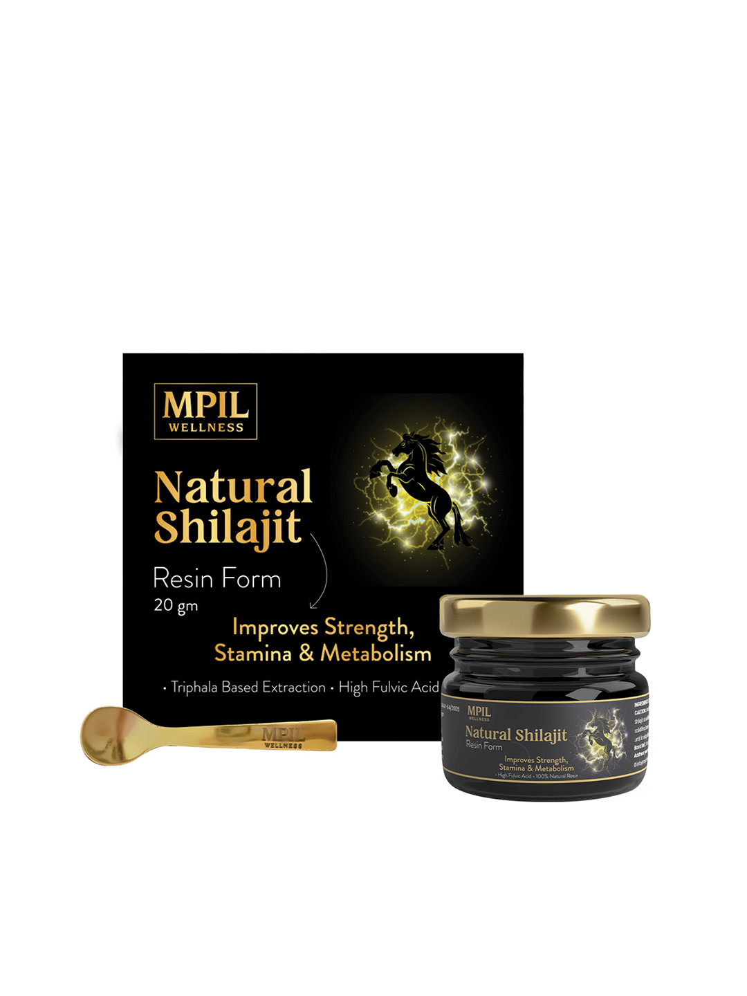 

MPIL WELLNESS Natural Shilajit Resin with High Fulvic Acid - 20g, Black