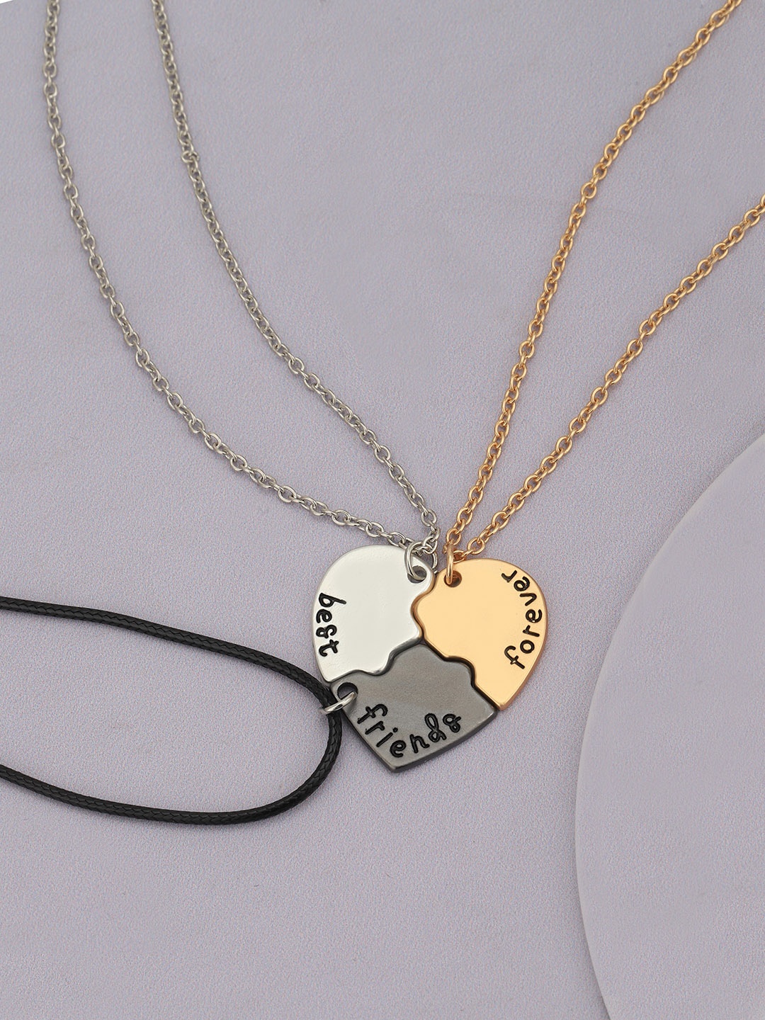 

Carlton London Set of 3 Silver-Plated Heart Shaped Pendants with Chains