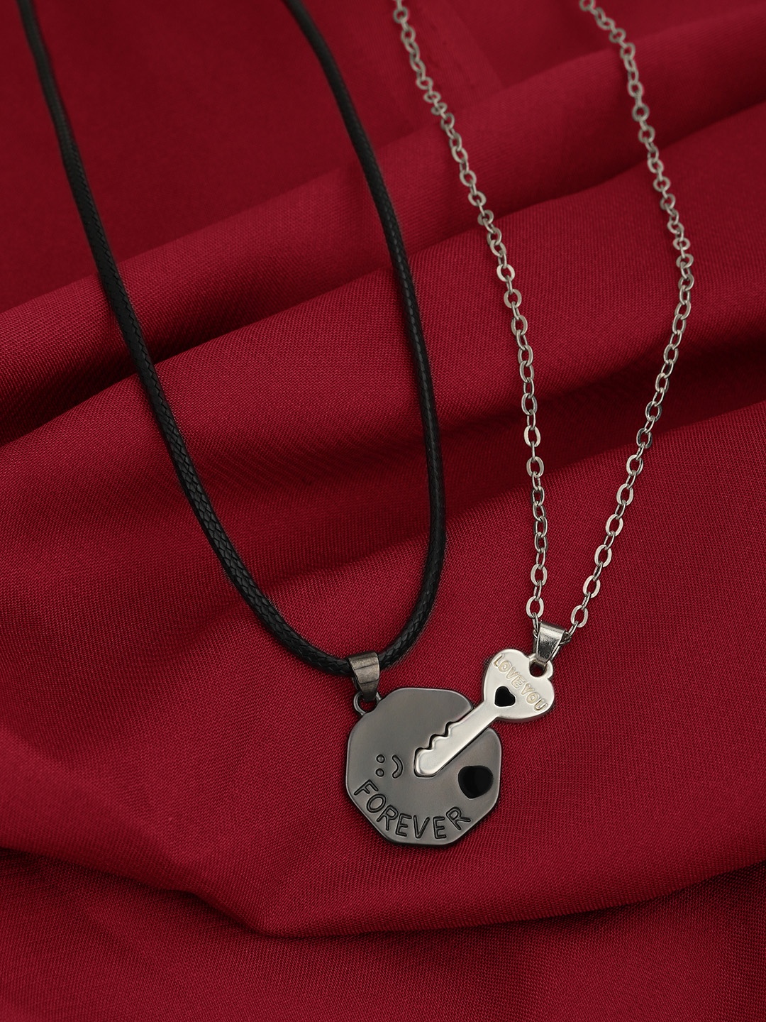 

Carlton London Set of 2 Silver-Plated Contemporary Pendants with Chains