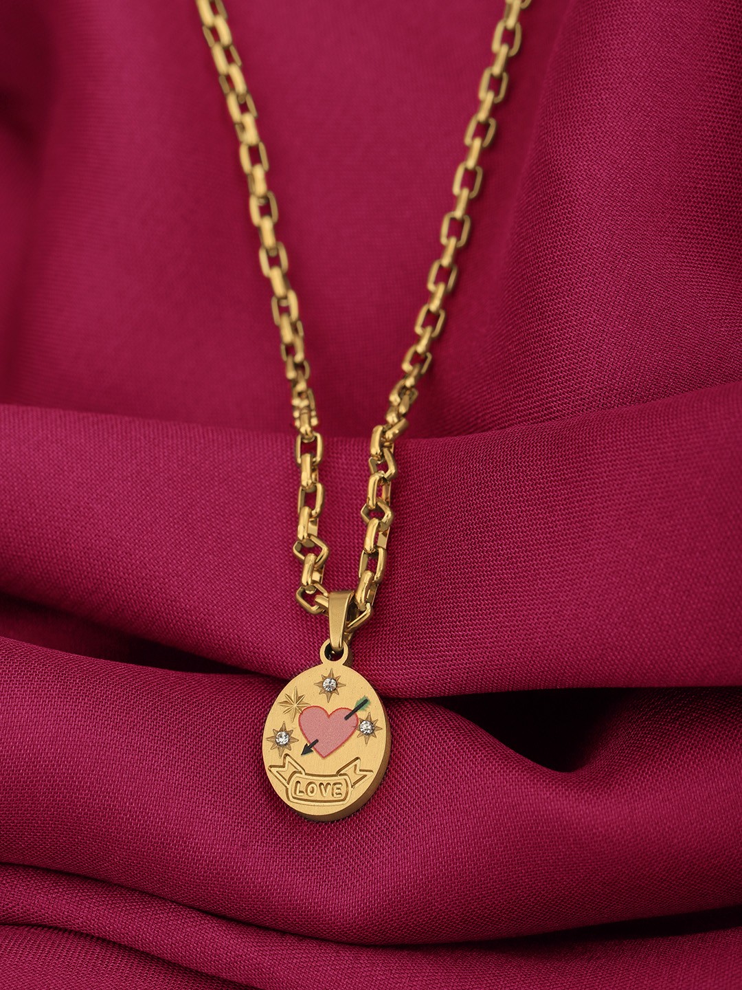 

Carlton London Gold-Plated Oval Pendant with Chain