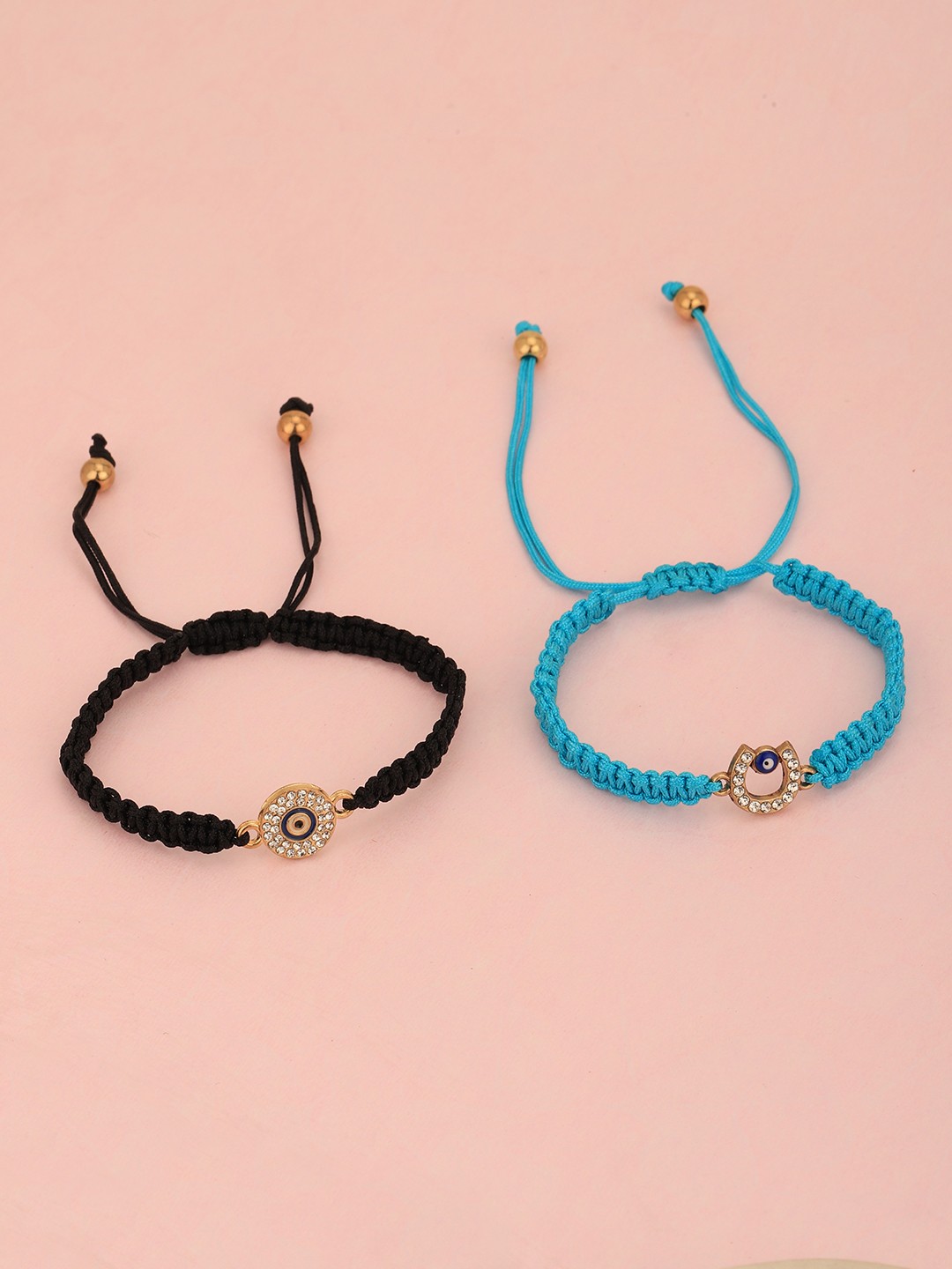 

Carlton London Women Set of 2 CZ-Studded Enamelled Gold-Plated Charm Bracelet, Multi