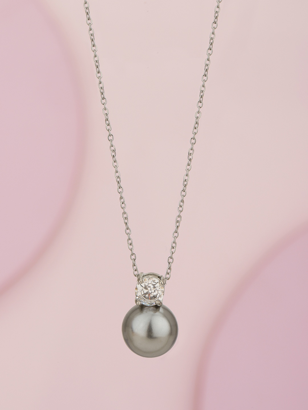 

Carlton London Silver-Plated Pearl Circular Pendants with Chains