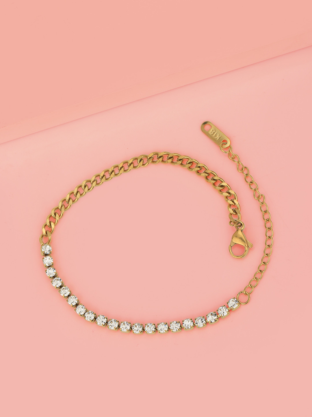 

Carlton London Women CZ-Studded Gold-Plated Charm Bracelet