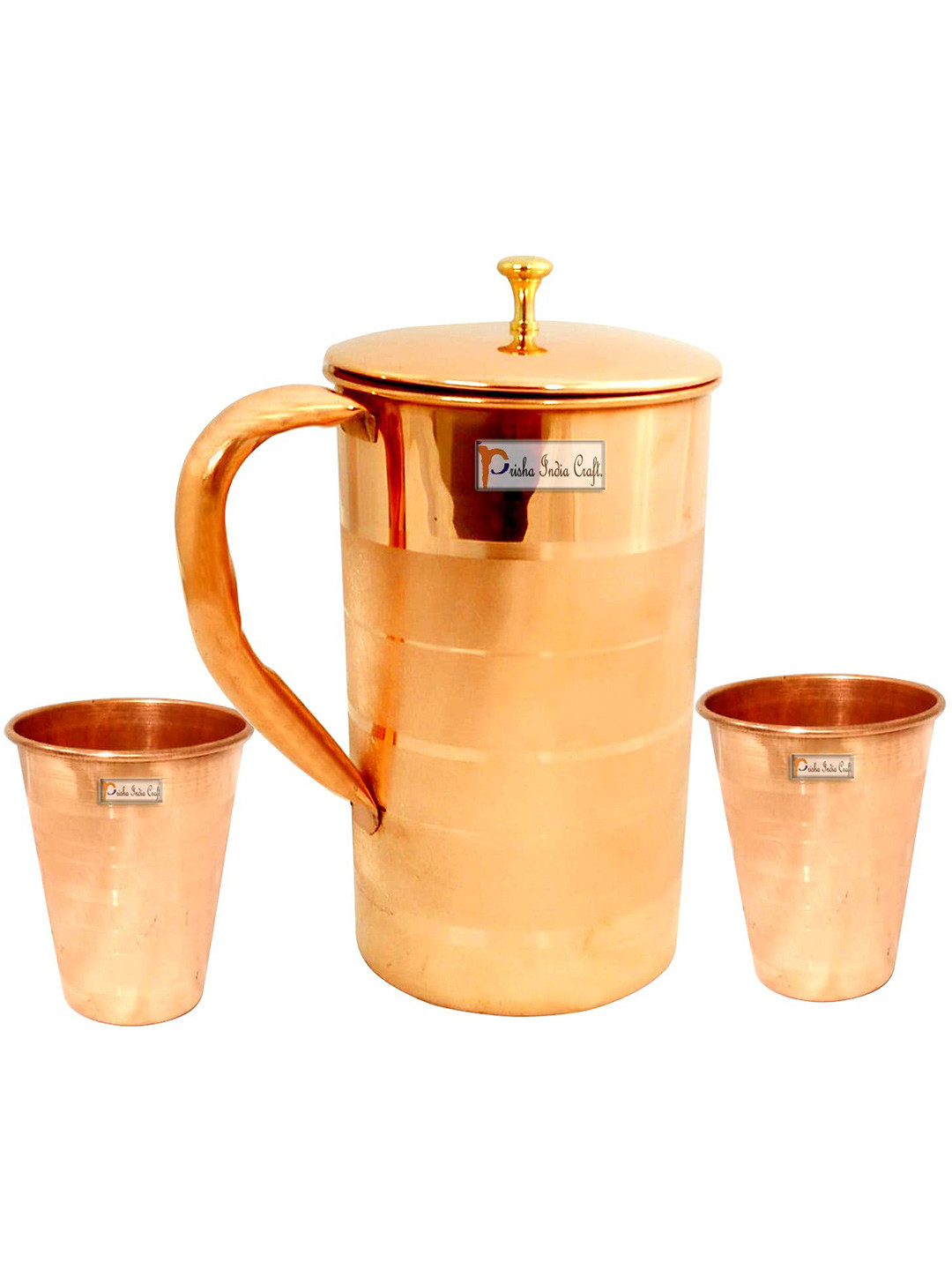 

PRISHA INDIA CRAFT Copper Toned 3 Pieces Water Jug With Glass