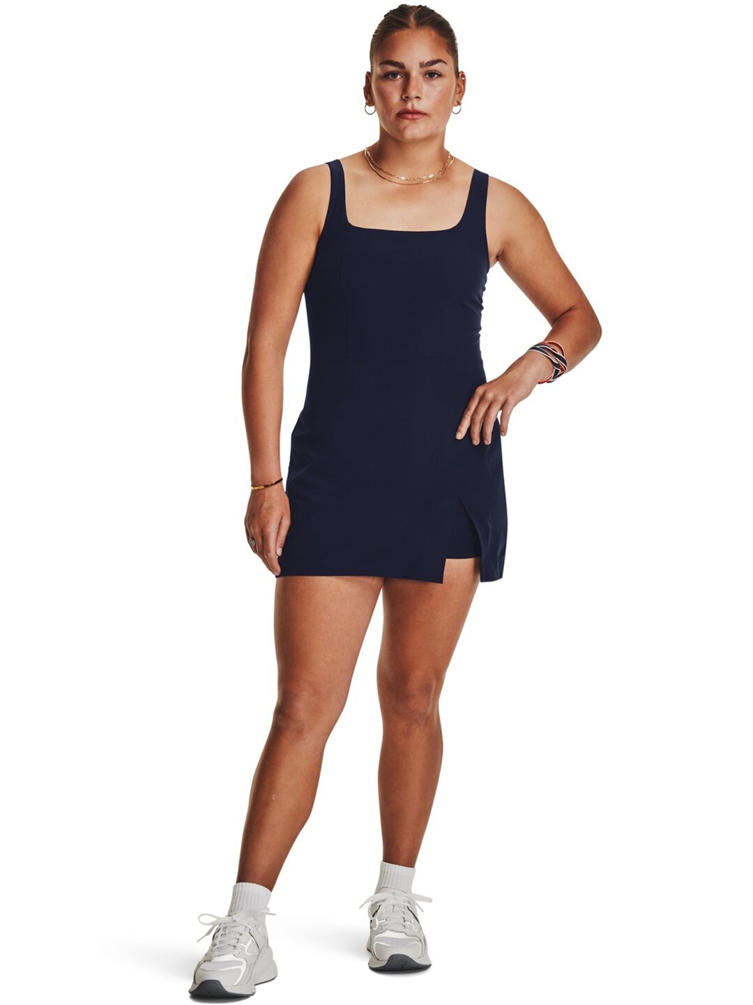 

UNDER ARMOUR Square Neck Sleeveless Mini Sport Dresses, Navy blue