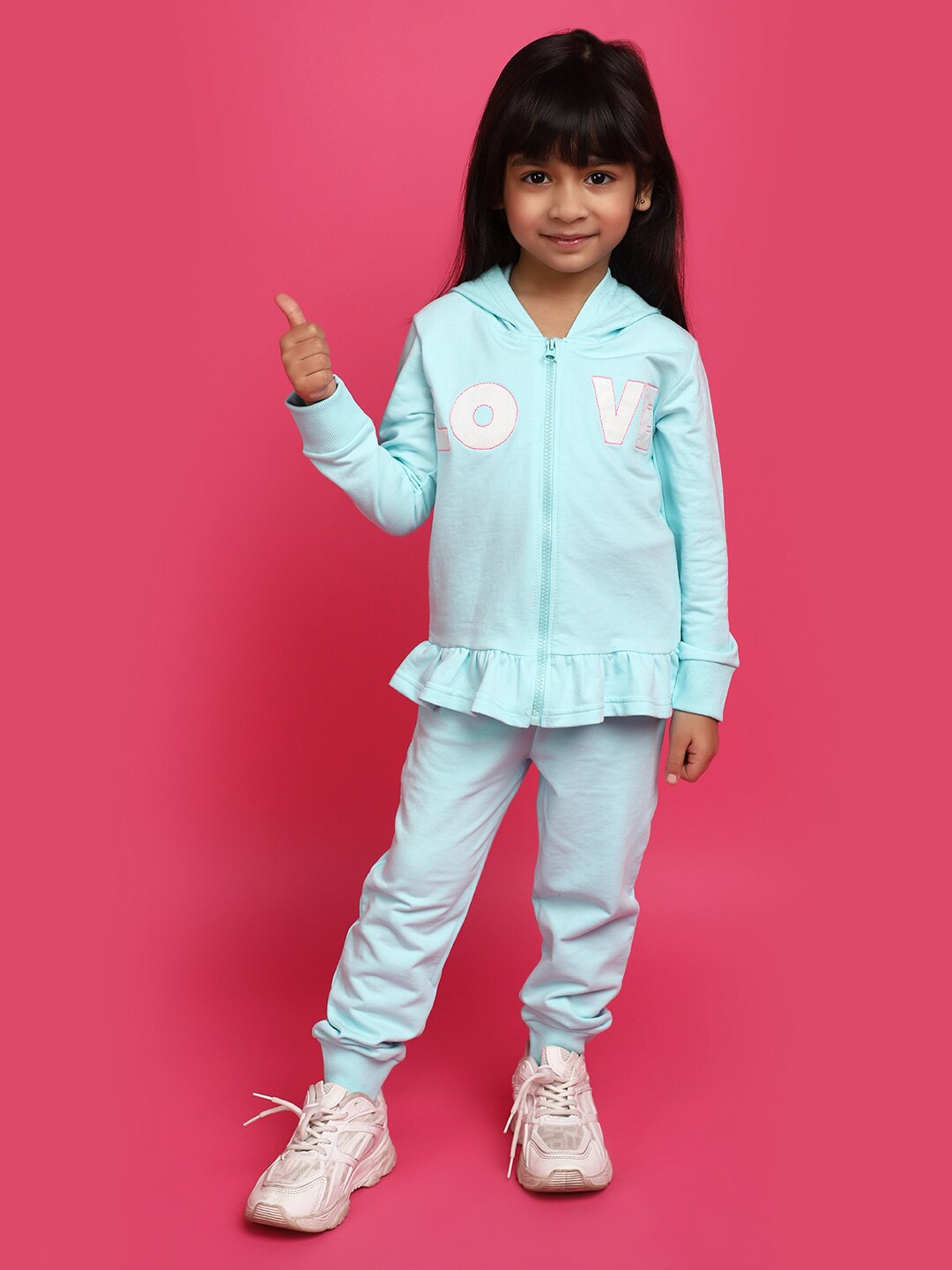 

V-Mart Girls Printed Pure Cotton Sweatshirt With Joggers, Blue