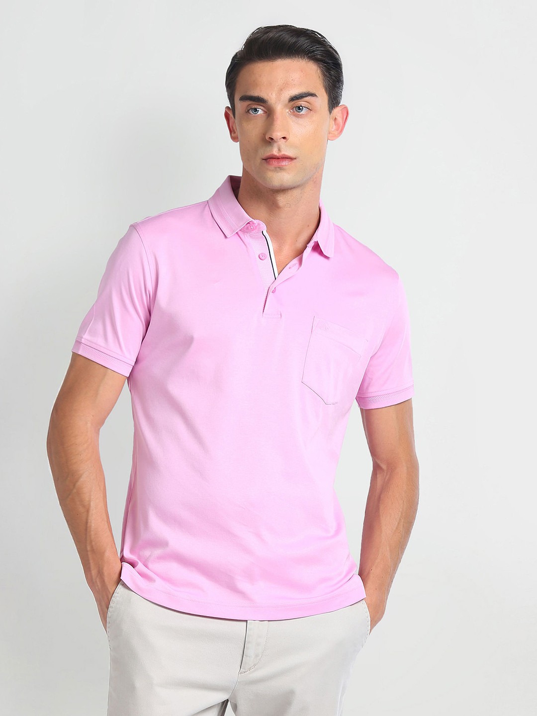 

Arrow Cotton Polo Collar T-shirt, Pink