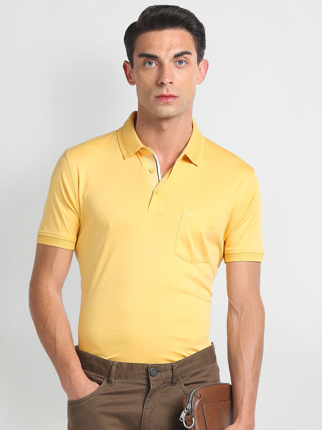 

Arrow Cotton Polo Collar T-shirt, Yellow