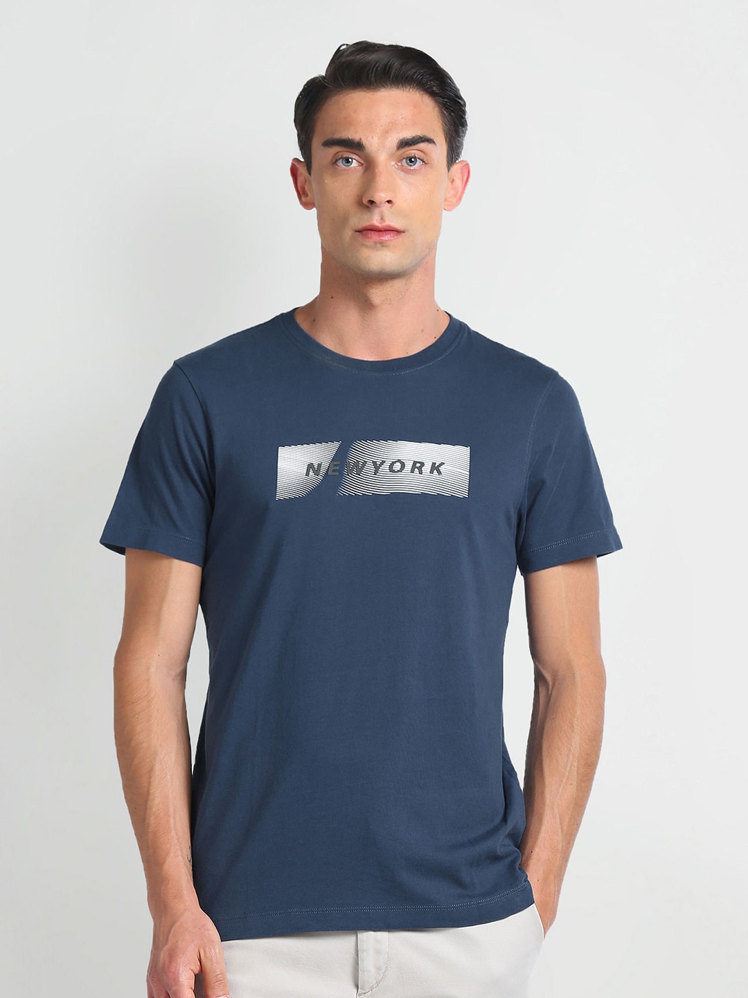 

Arrow New York Typography Printed Round Neck Cotton T-shirt, Blue