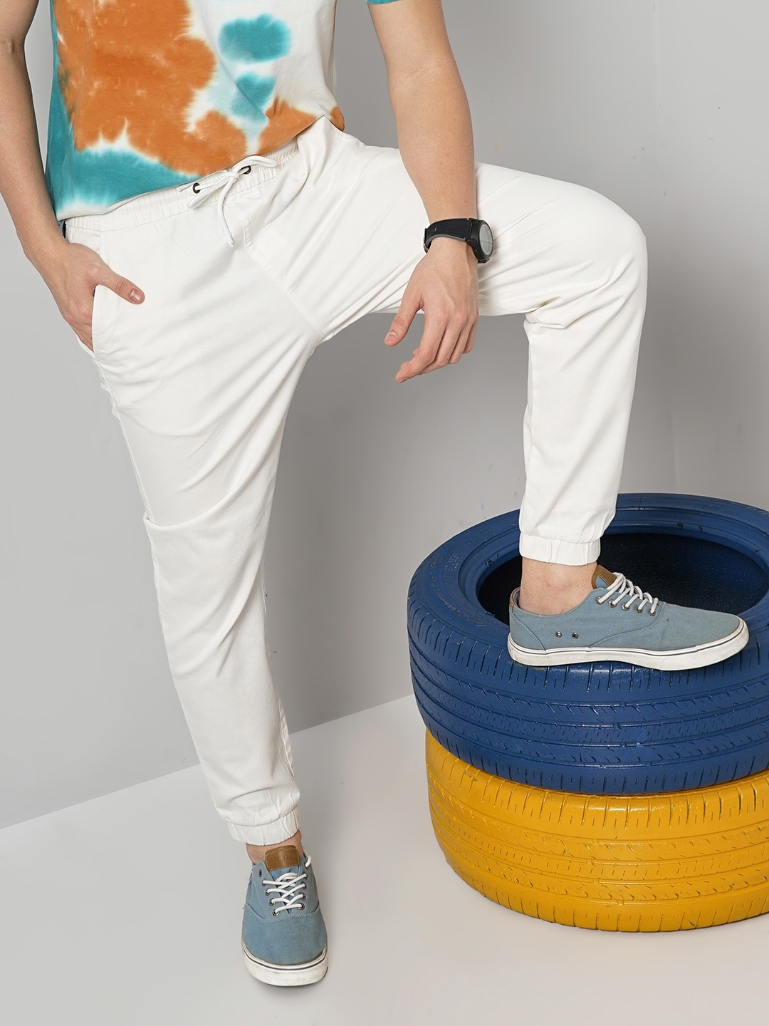 

Celio Mid-Rise Regular Fit Cotton Casual Joggers Trousers, Beige