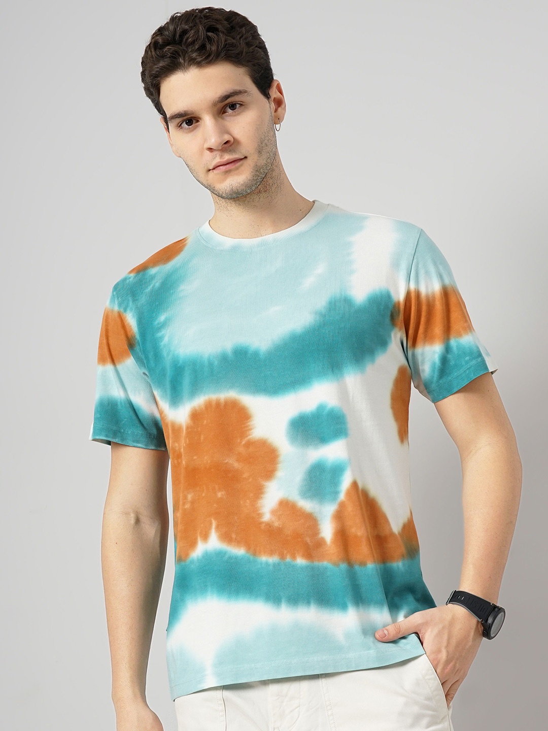 

Celio Tie and Dye Dyed Cotton T-shirt, Brown