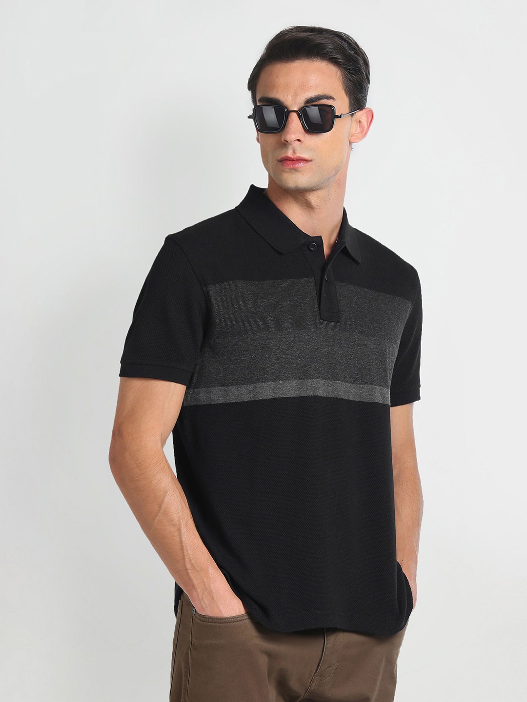 

Arrow Sport Polo Collar Cotton T-shirt, Black