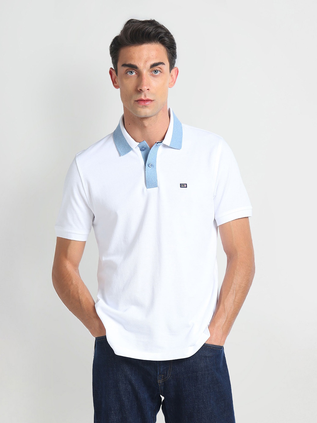 

Arrow Sport Polo Collar Cotton T-shirt, White