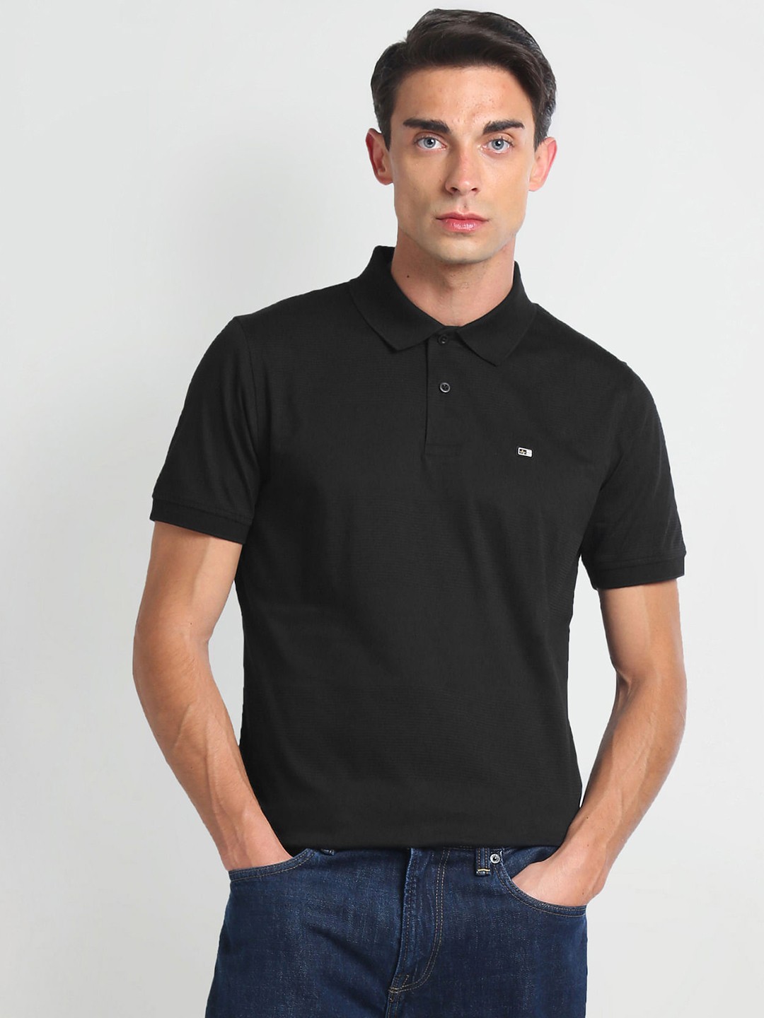 

Arrow Sport Polo Collar Cotton T-shirt, Black