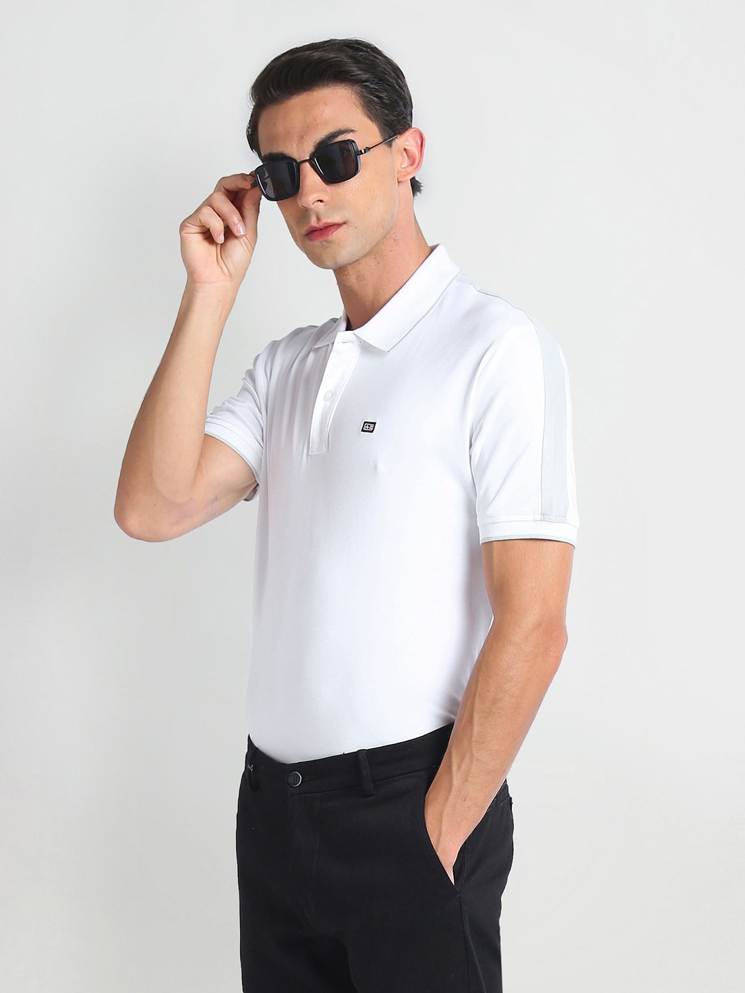 

Arrow Sport Polo Collar Cotton Longline T-shirt, White