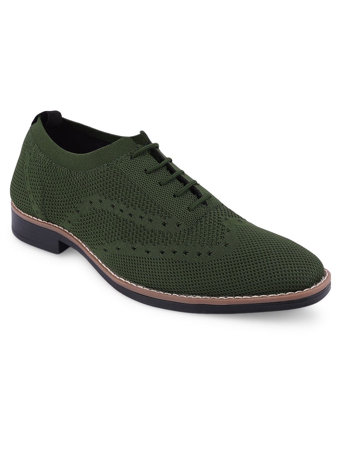 

The Roadster Lifestyle Co. Men Round Toe Lace-Ups Formal Oxfords, Olive