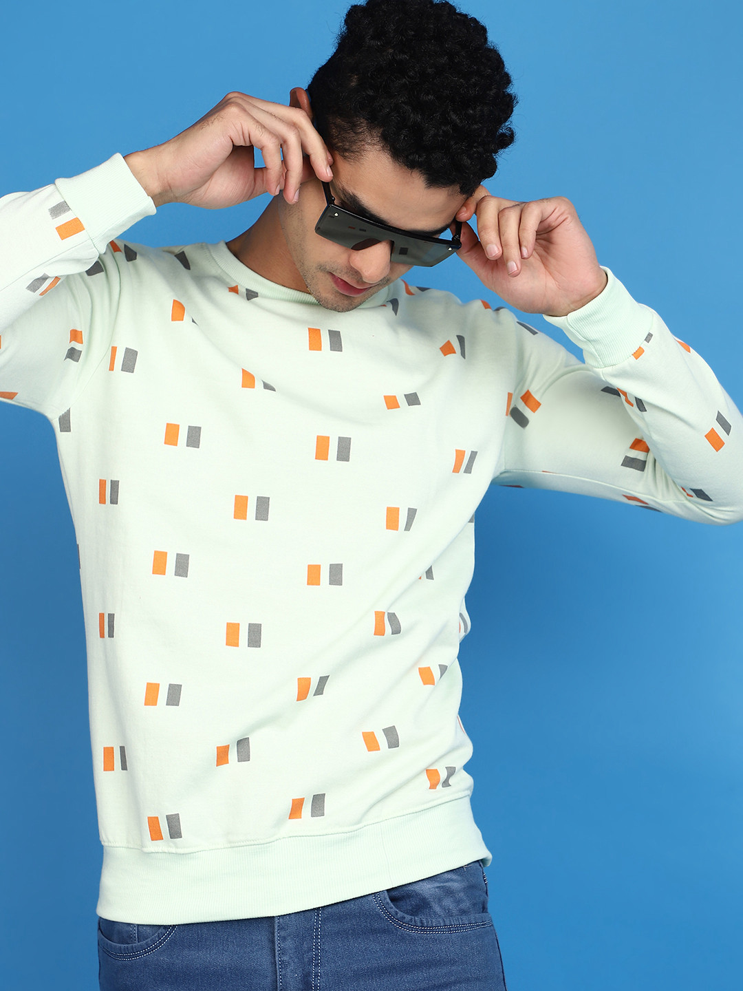 

V-Mart Graphic Printed Round Neck Pullover Fleece Sweatshirt, Green