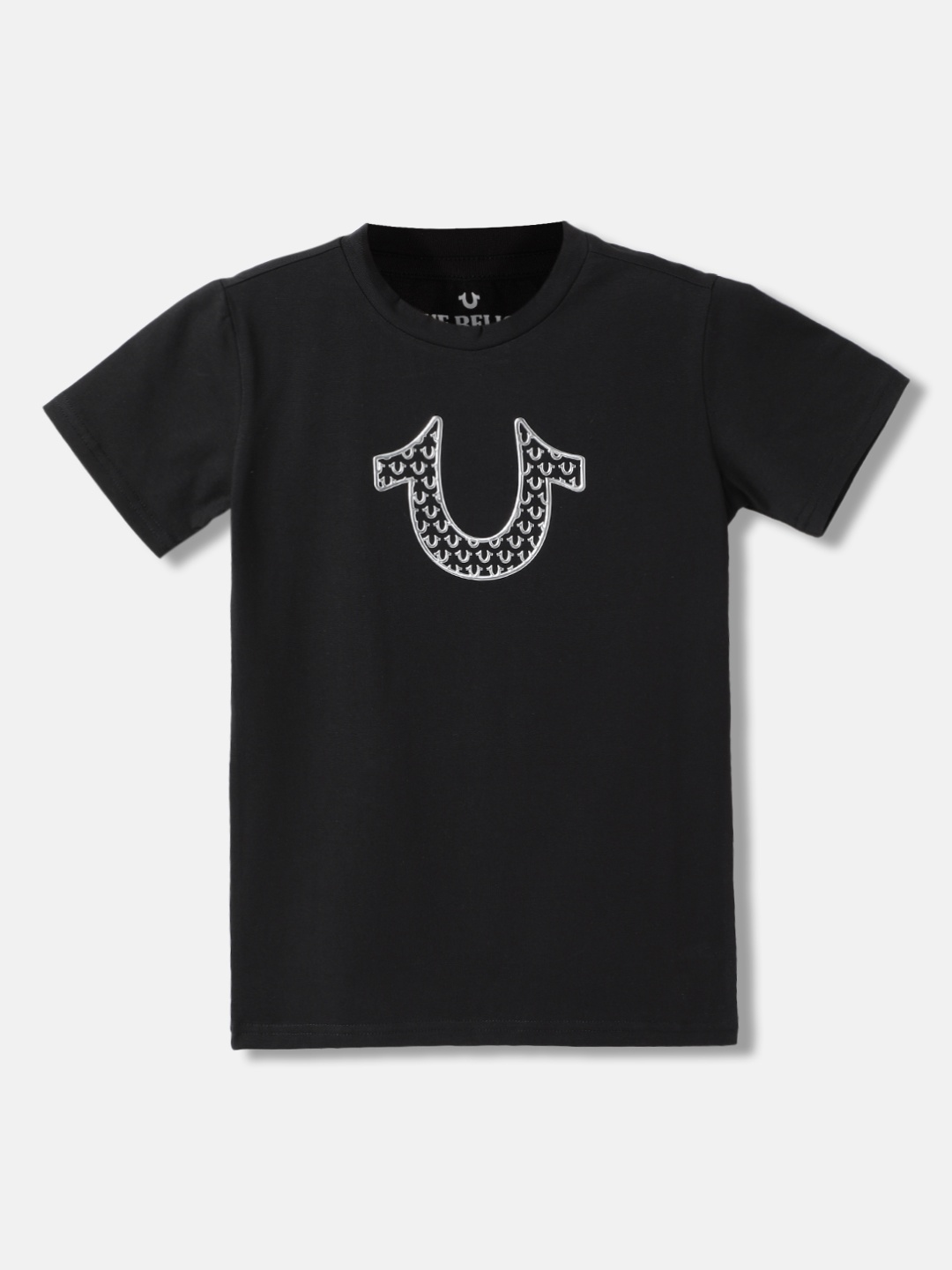 

True Religion Boys Brand Logo Printed Round Neck Short Sleeves T-shirt, Black