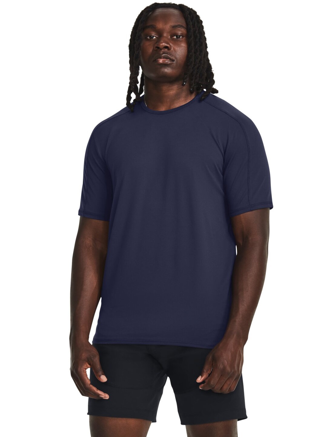 

UNDER ARMOUR Meridian Short Sleeves Slim-Fit Round Neck T-Shirt, Navy blue