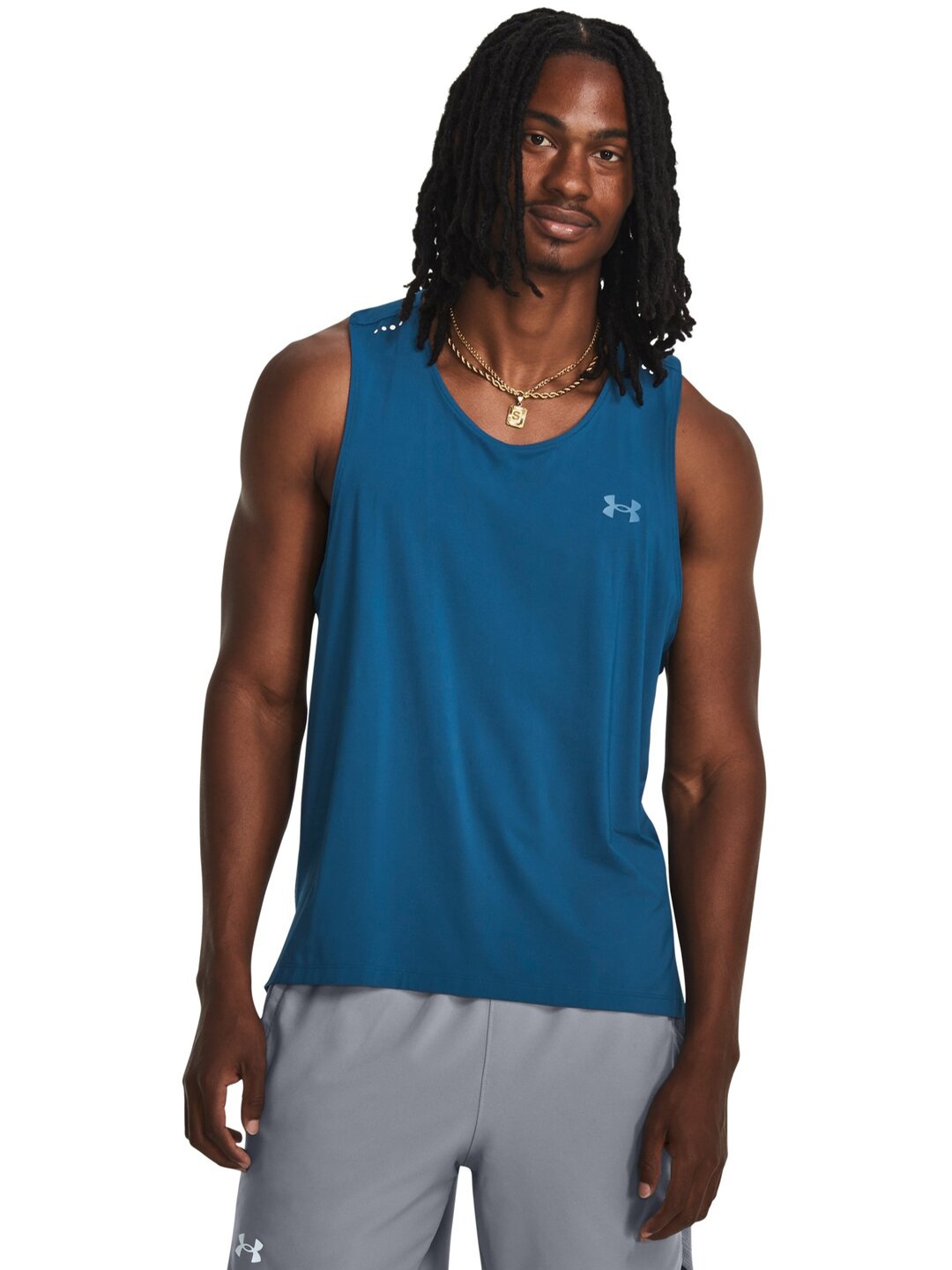 

UNDER ARMOUR Iso-Chill Laser Singlet Slim-Fit Round Neck T-Shirt, Navy blue