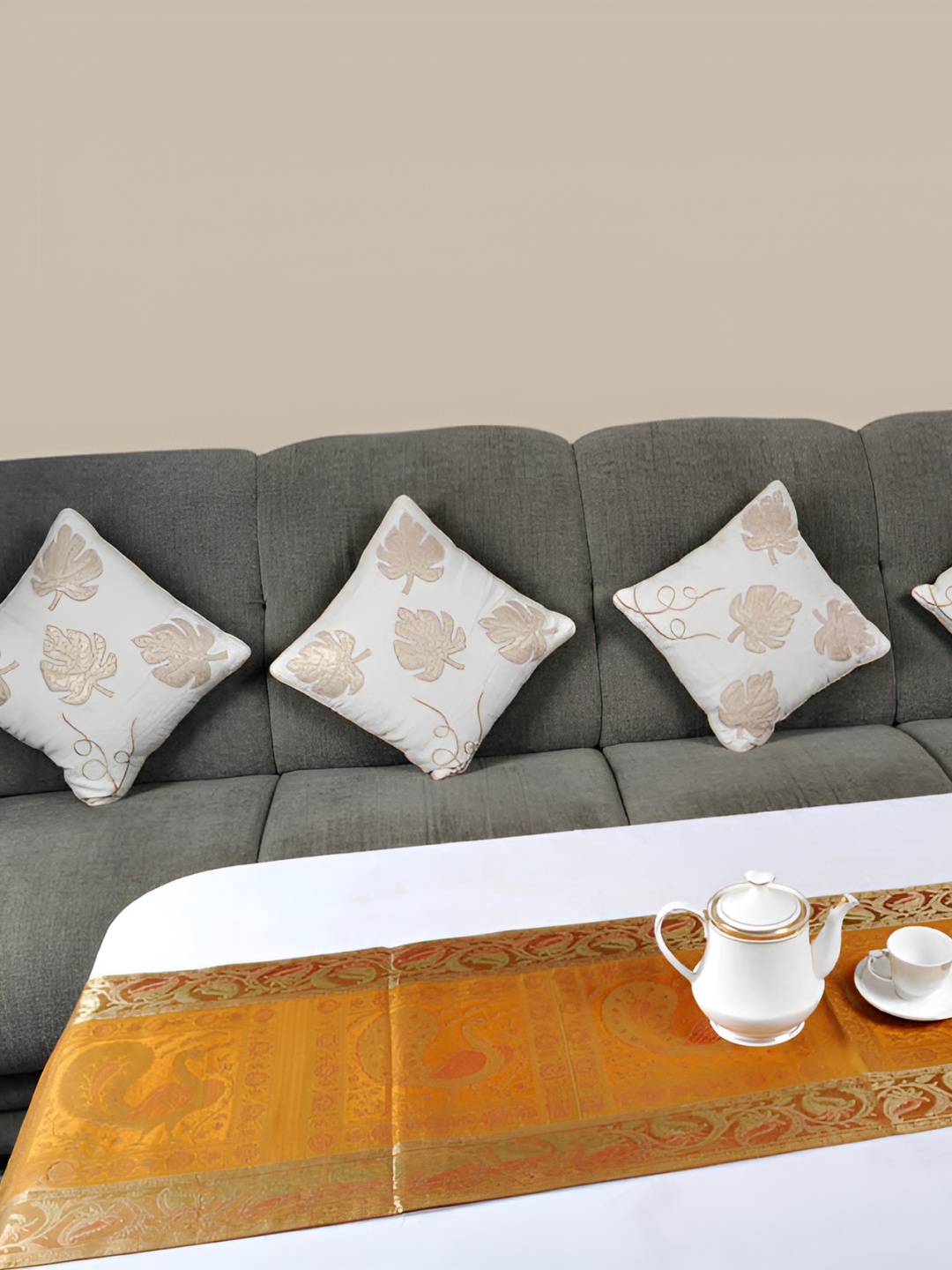

Lal Haveli Orange Self-designed Table Runner