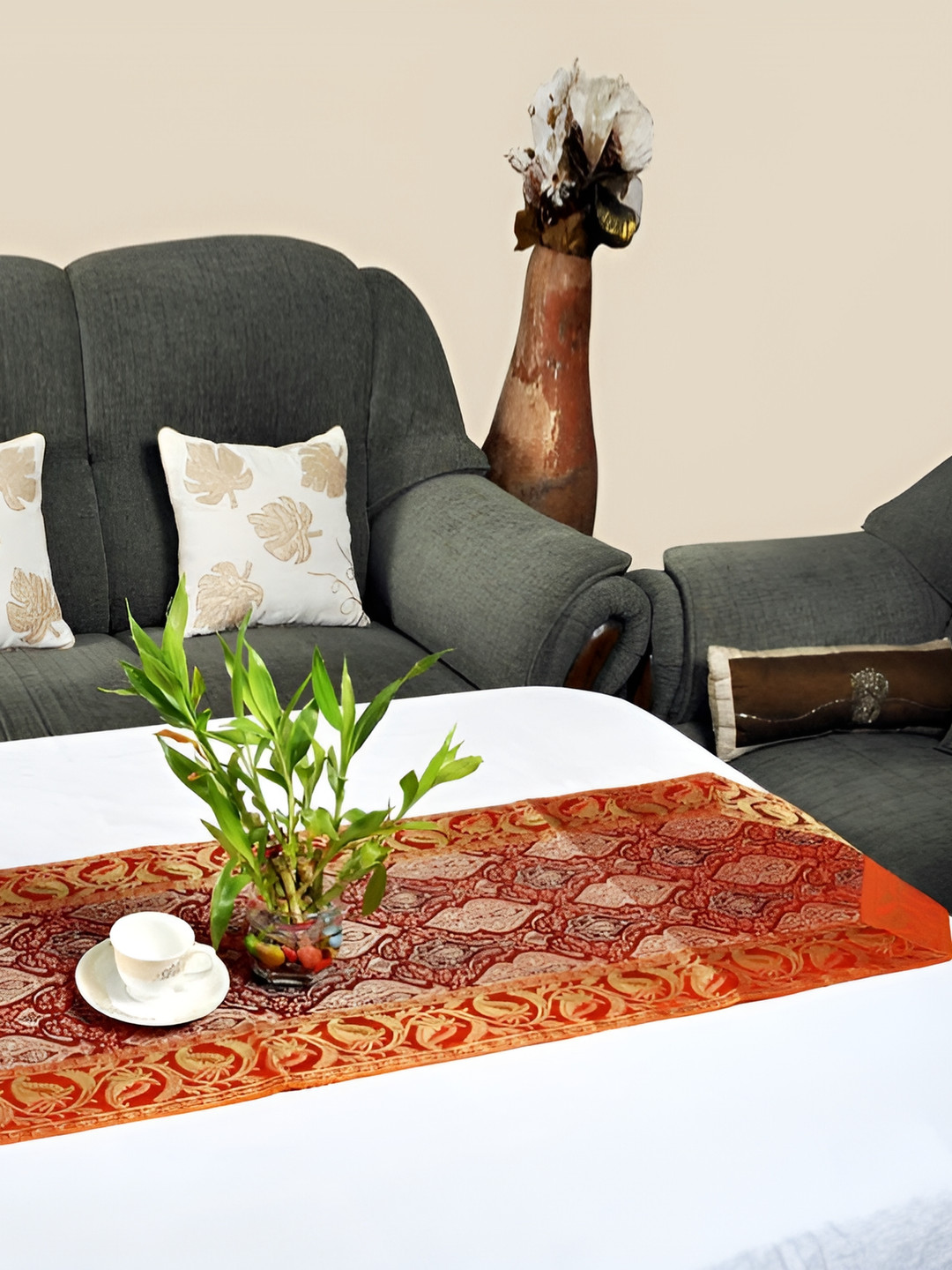 

Lal Haveli Orange & Beige Ethnic Motifs Table Runner