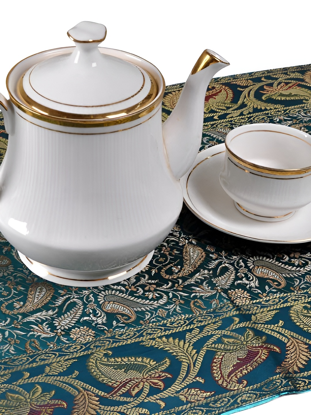 

Lal Haveli Green Self-designed Table Runner
