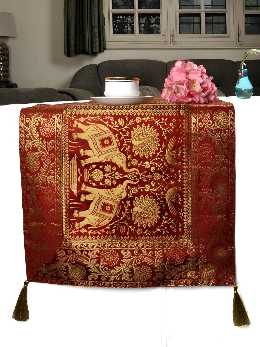 

Lal Haveli Maroon Ethnic Motifs Table Runner