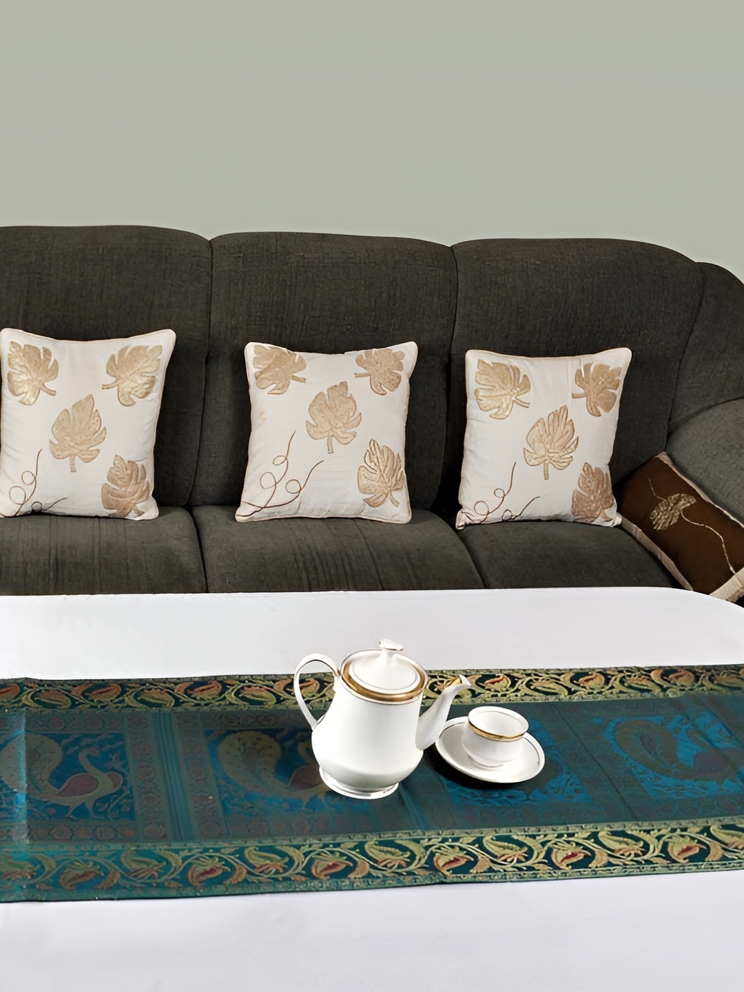 

Lal Haveli Green & Beige Ethnic Motifs Table Runner