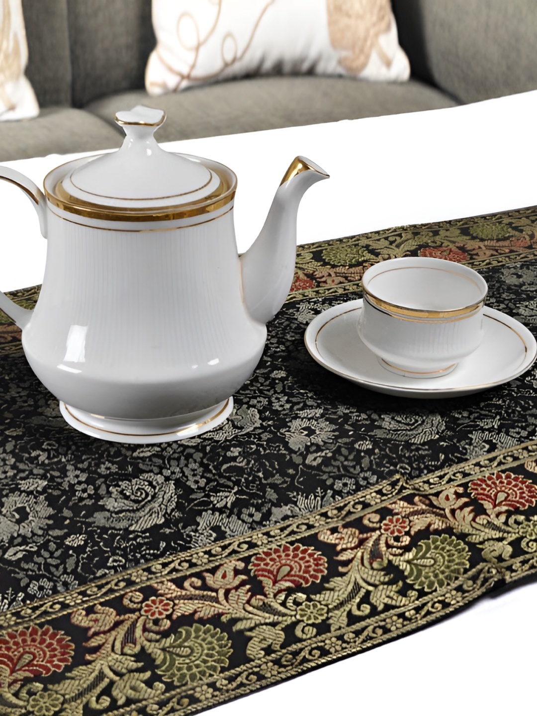 

Lal Haveli Black & Beige Ethnic Motifs Table Runner