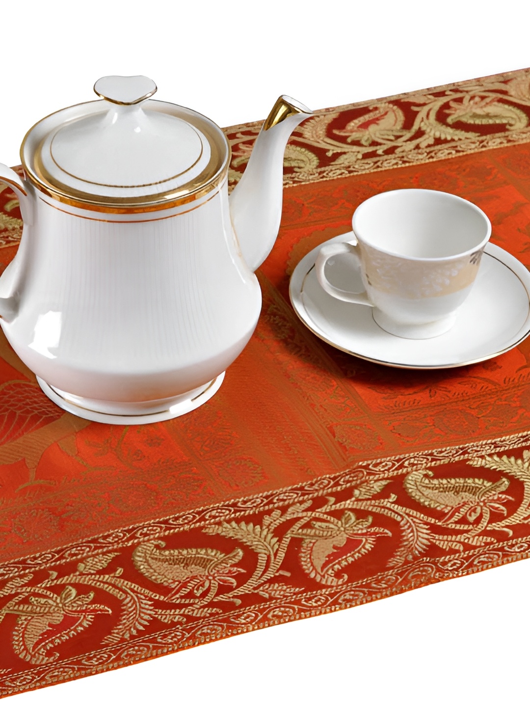 

Lal Haveli Orange & Beige Ethnic Motifs Table Runner