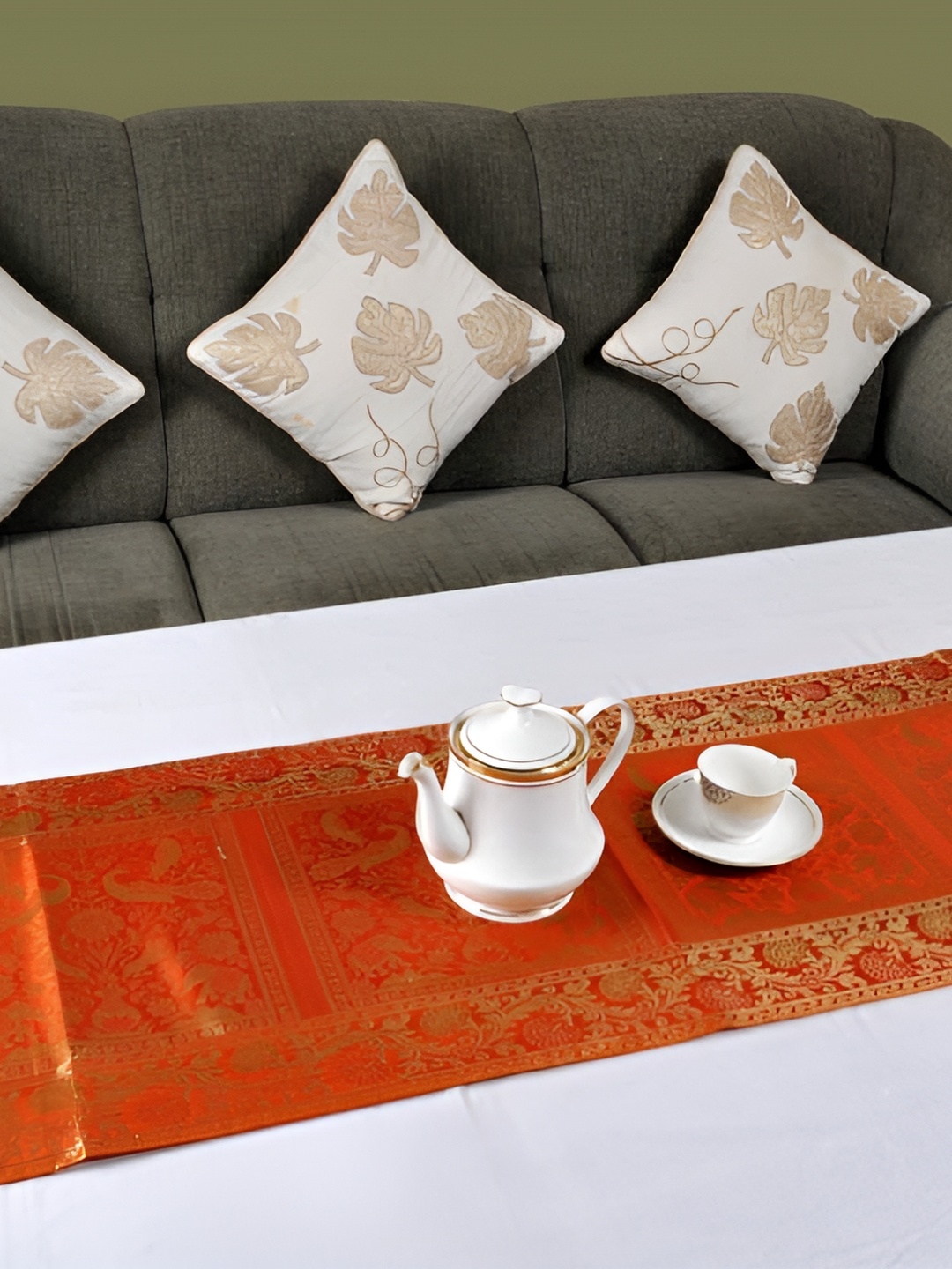 

Lal Haveli Orange Color & Yellow Printed Bed Runners