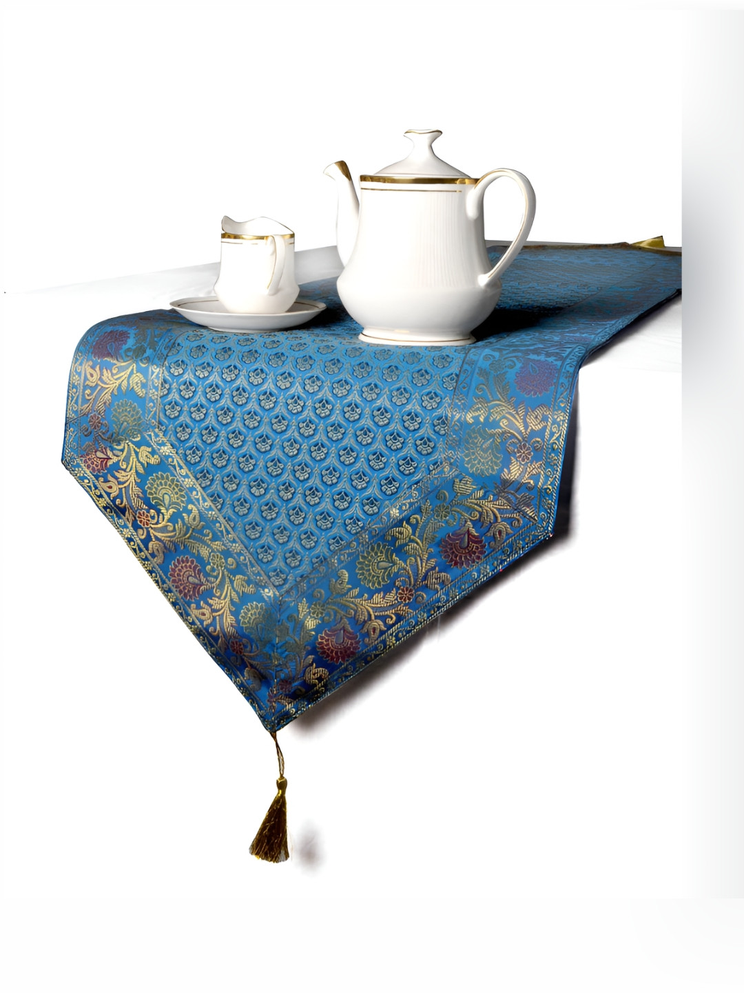 

Lal Haveli Turquoise Blue & Yellow Printed Bed Runners