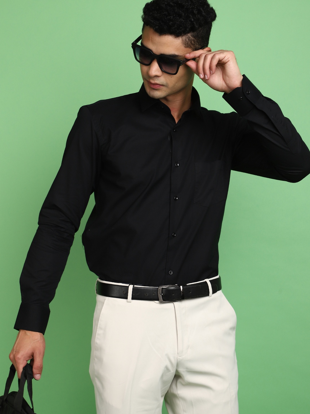 

J White by Vmart Spread Collar Cotton Formal Shirt, Black