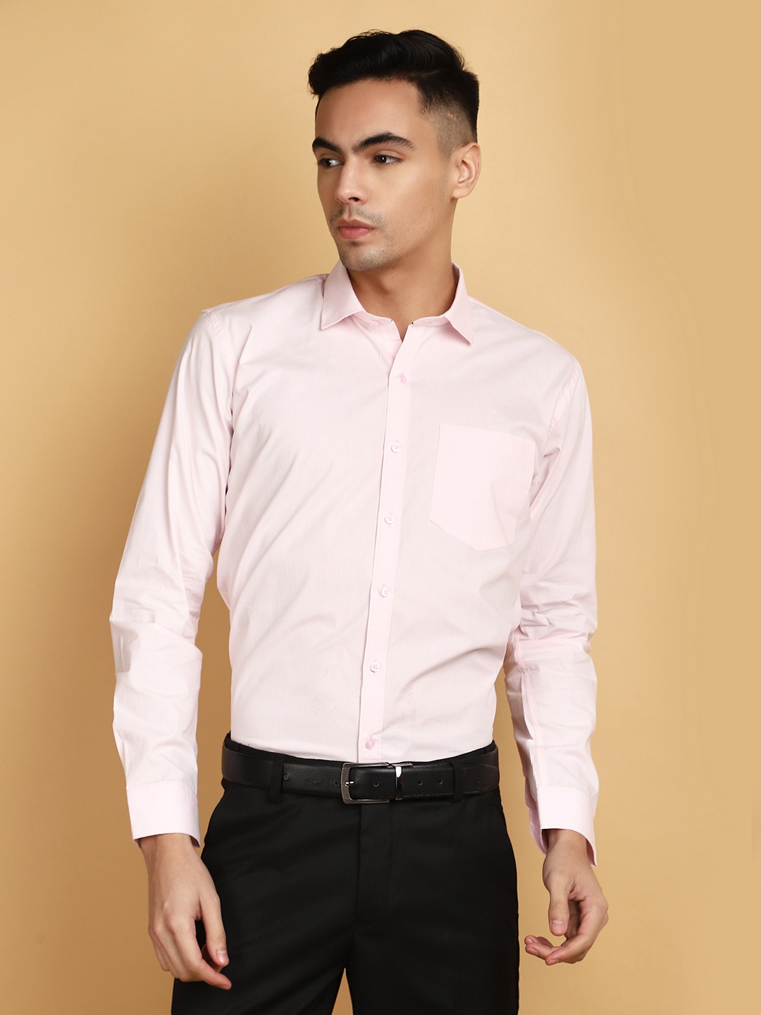 

J White by Vmart Long Sleeves Regular Fit Cotton Opaque Formal Shirt, Pink