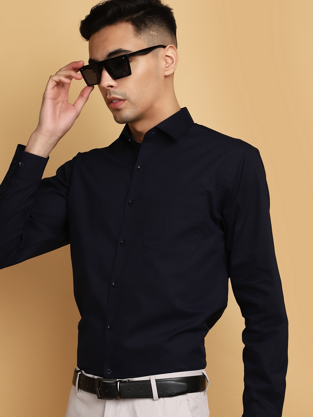 

J White by Vmart Spread Collar Cotton Formal Shirt, Blue