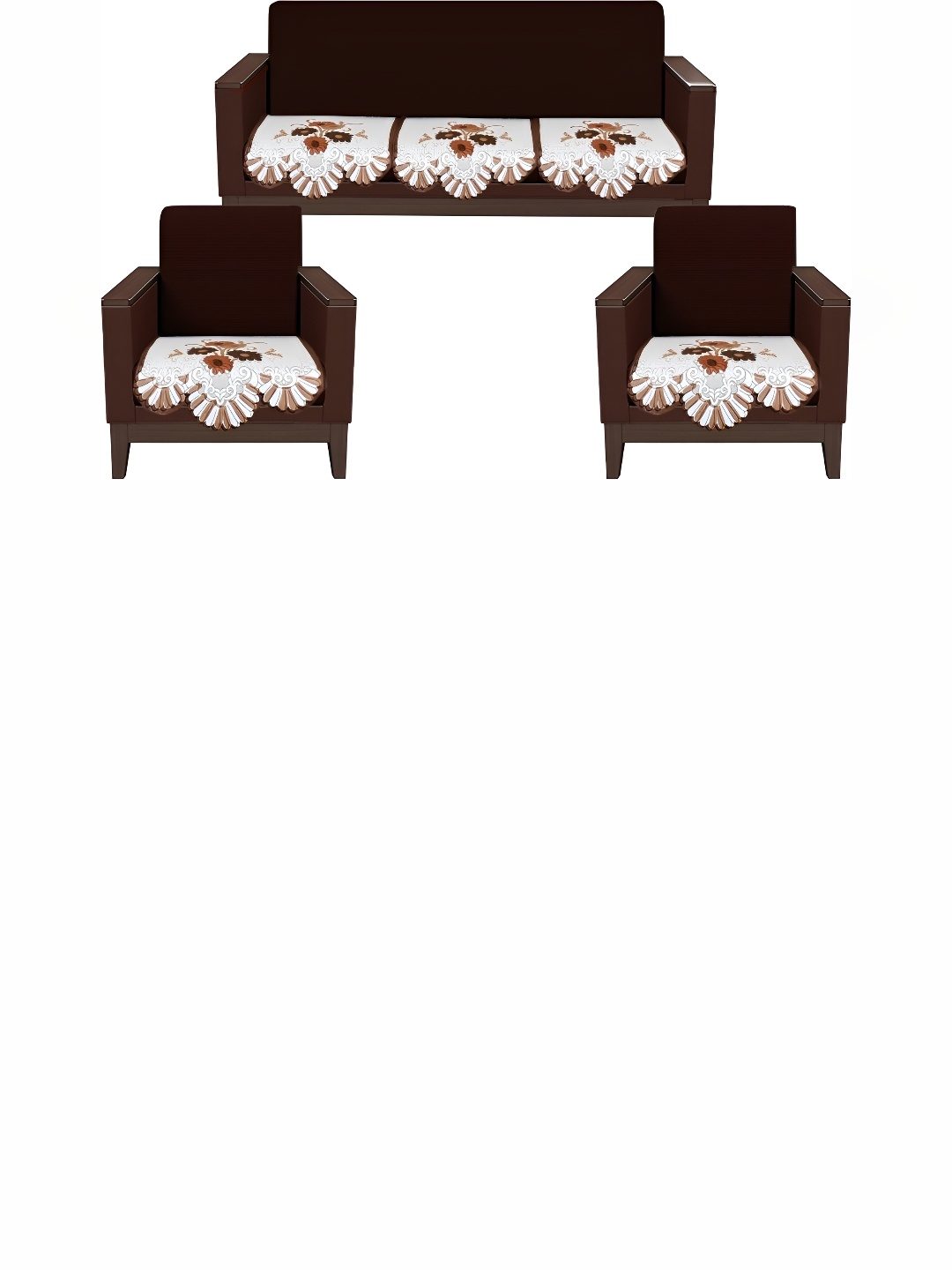 

Stylista Brown & White 5 Pieces Floral Printed Velvet Sofa Cover