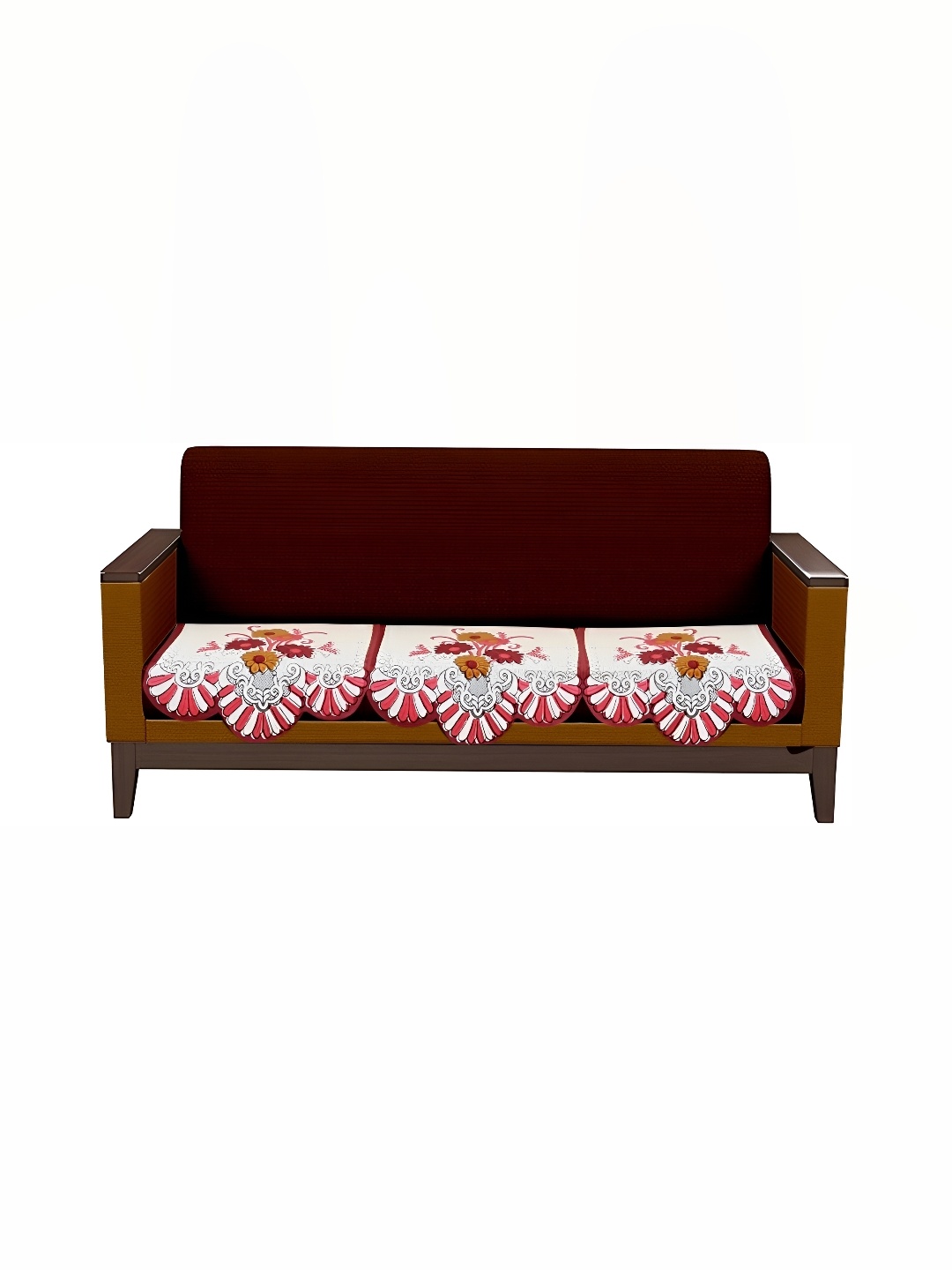 

Stylista Pink & White 3 Pieces Floral Printed Velvet Cotton Sofa Covers