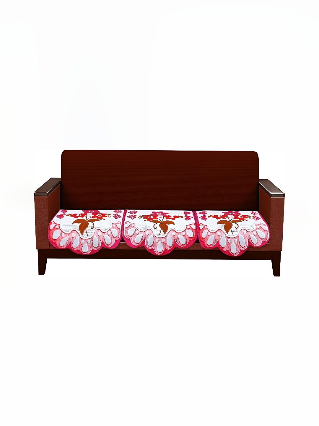 

Stylista Pink & White 3 Pieces Floral Printed Cotton Sofa Covers