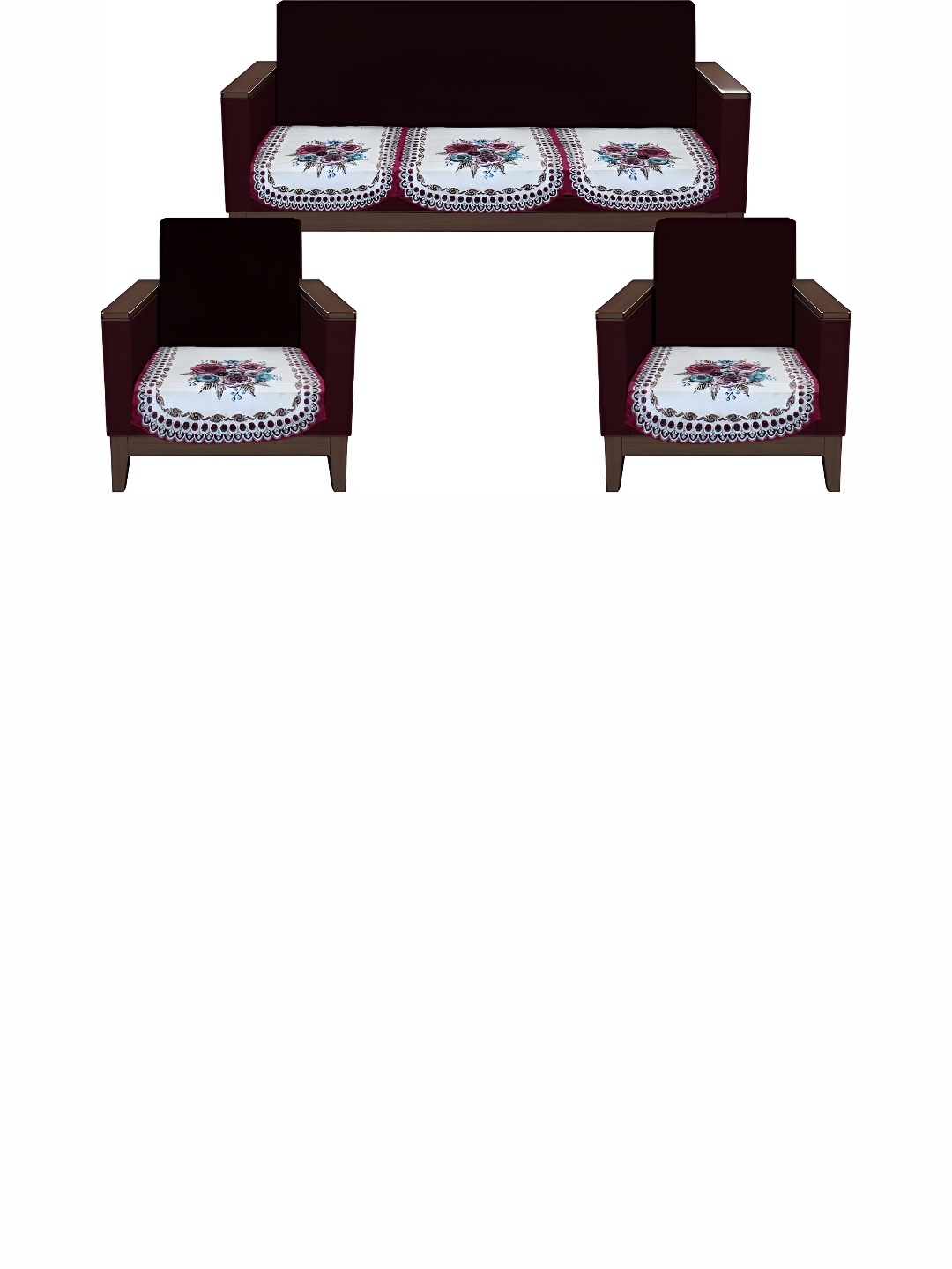 

Stylista Pink & White 5 Pieces Floral Printed Velvet Cotton Sofa Covers