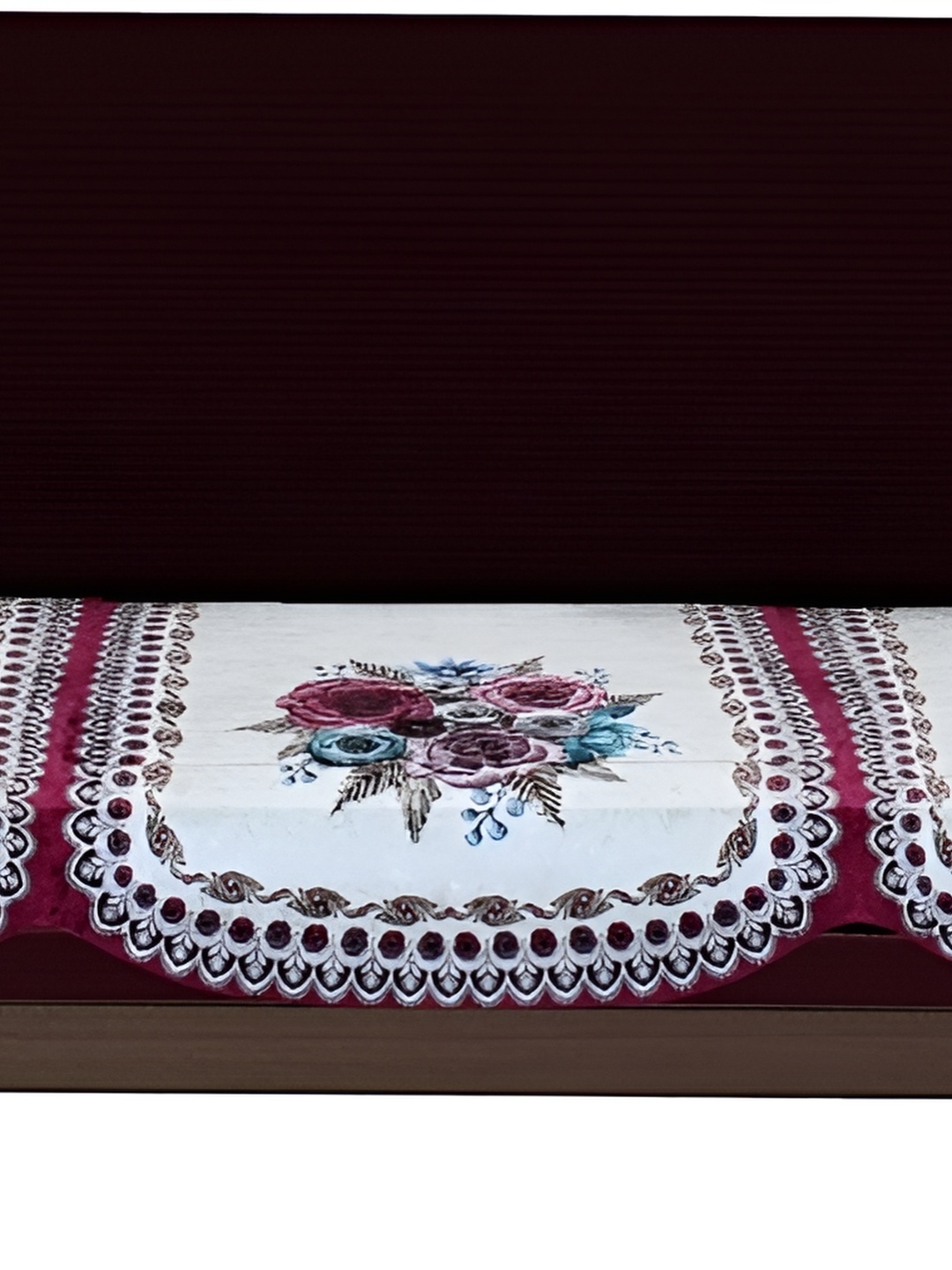 

Stylista Pink & White 3 Pieces Floral Printed Velvet Cotton Sofa Covers
