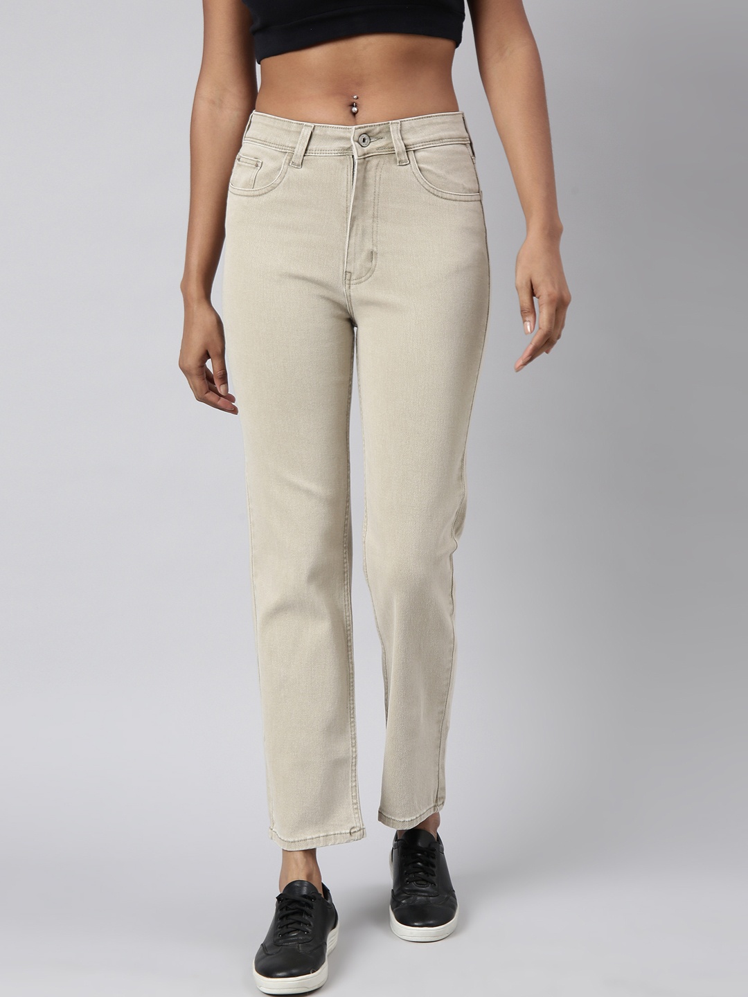 

SHOWOFF Women Jean Straight Fit Clean Look Jeans, Beige