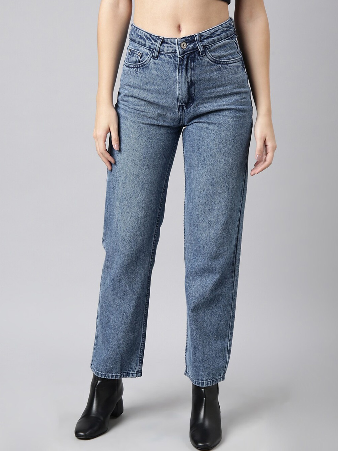 

SHOWOFF Women Jean Straight Fit Light Fade Acid Wash Jeans, Blue