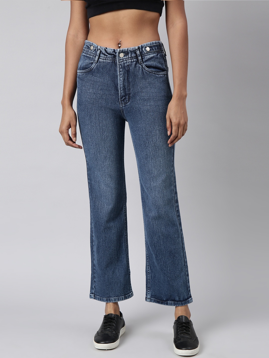 

SHOWOFF Women Blue Jean Straight Fit Light Fade Acid Wash Clean Look Jeans