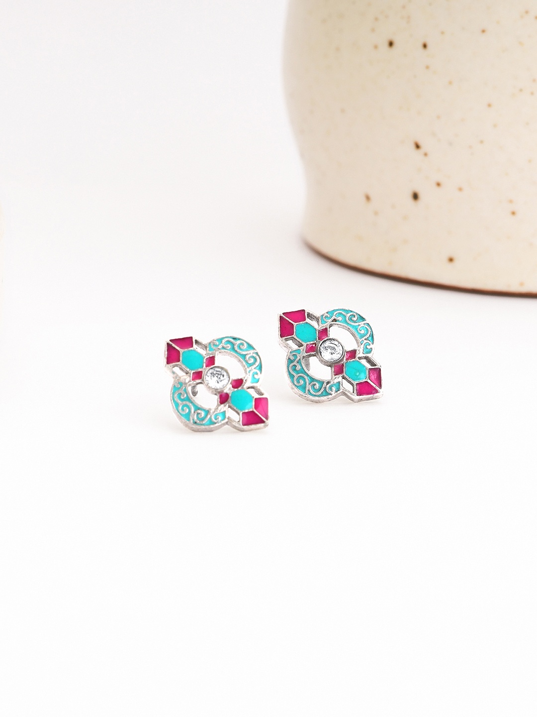 

GIVA Silver-Toned Contemporary Studs Earrings