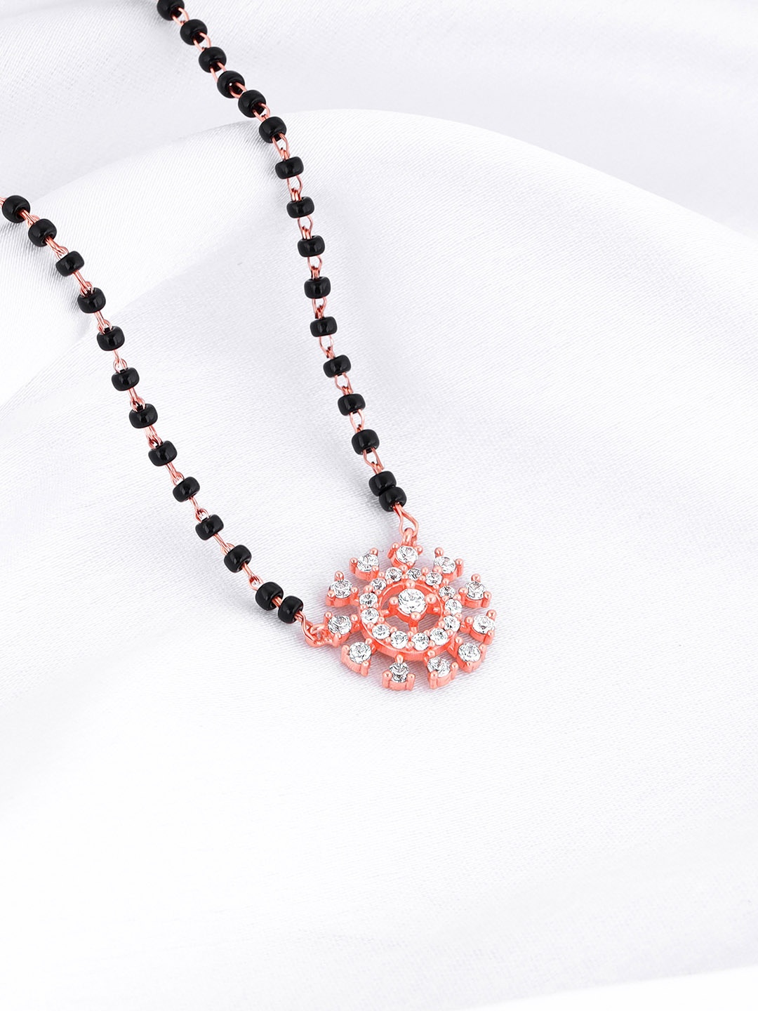 

GIVA Rose Gold-Plated Stones-Studded & Beaded Mangalsutra