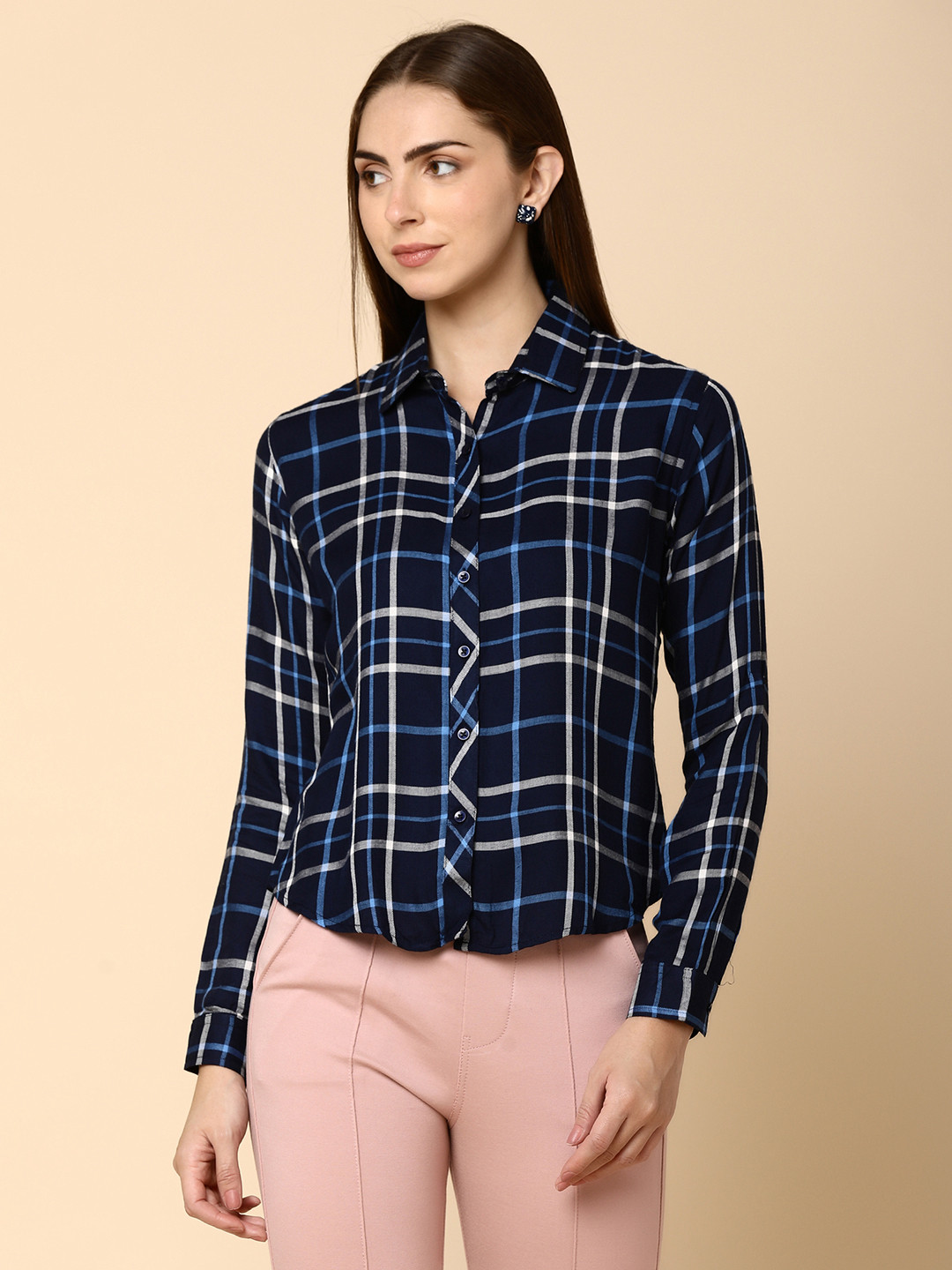 

V-Mart Long Sleeves Regular Fit Cotton Tartan Checks Opaque Checked Casual Shirt, Blue
