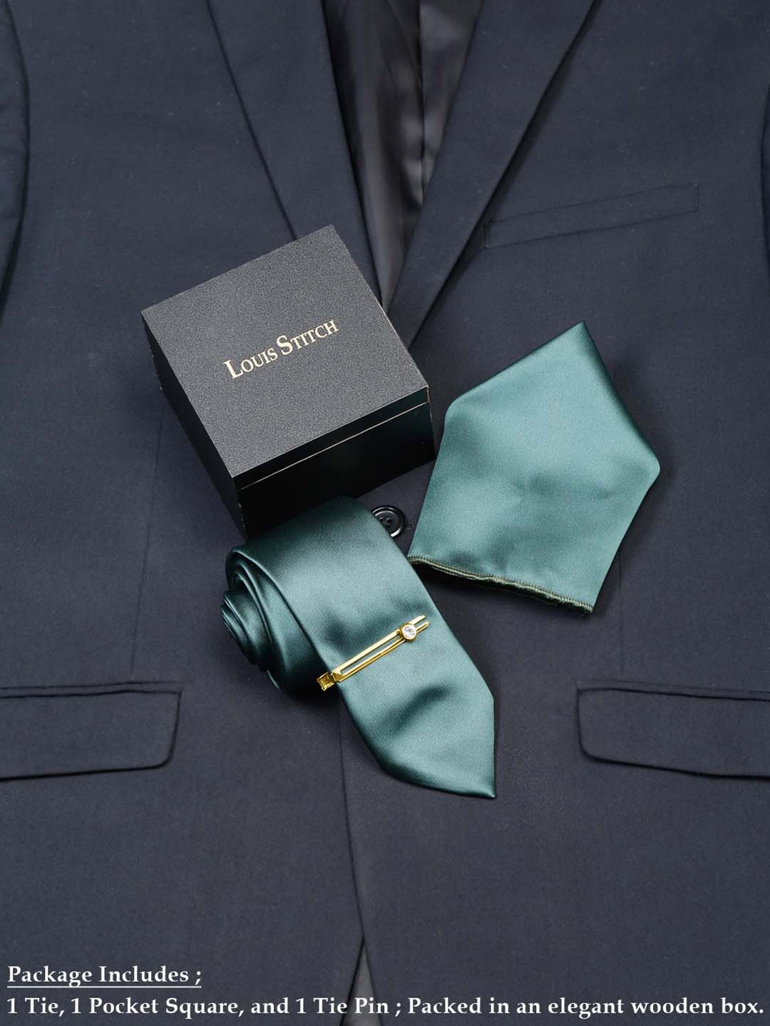 

LOUIS STITCH Men Italian Silk Accessory Gift Set, Green