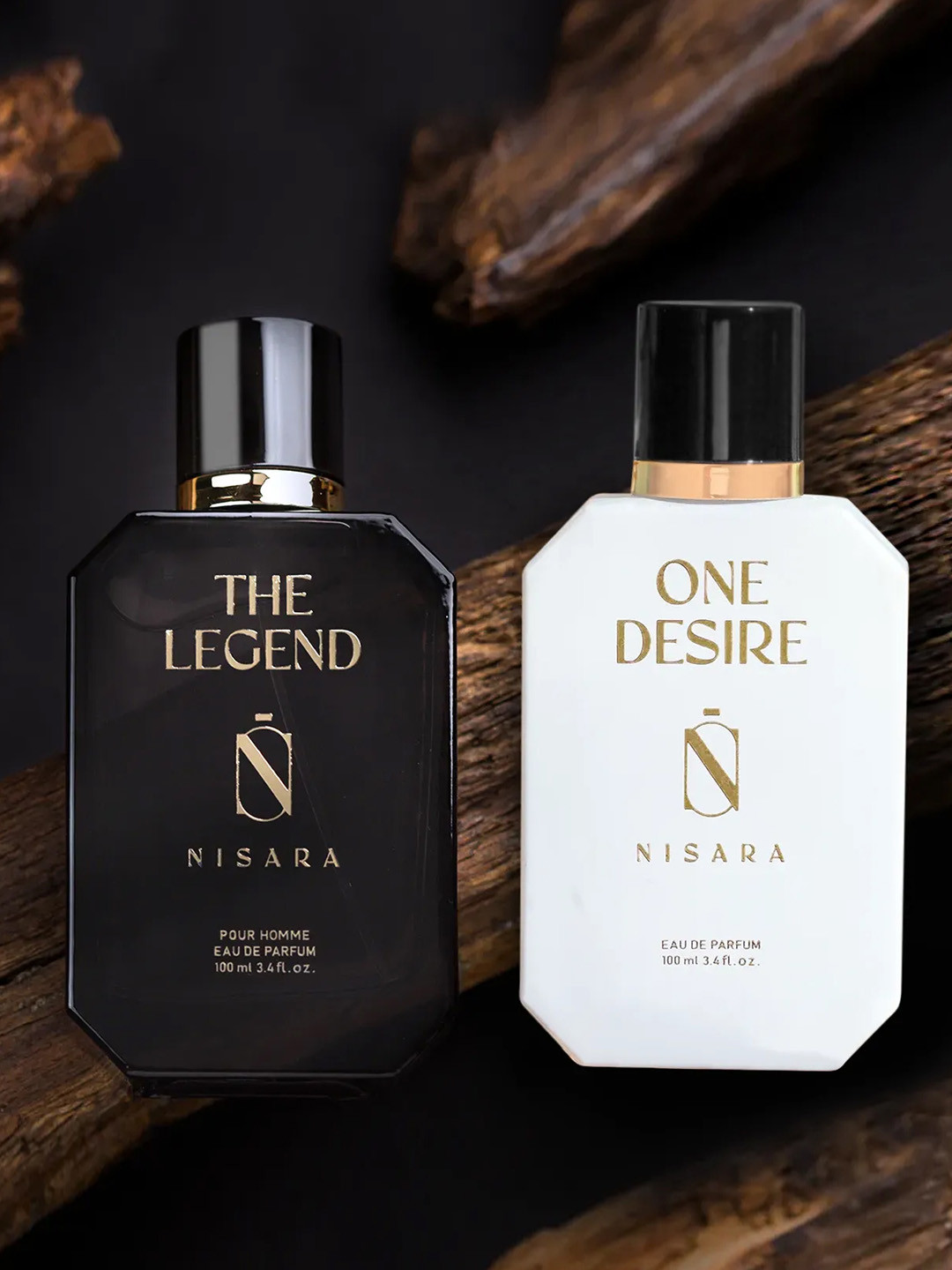 

NISARA Set Of 2 The Legend & One Desire Long Lasting Eau De Parfum - 100ml Each, Grey